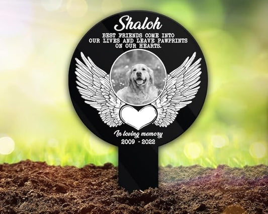 Personalized Dog Memorial Stake Custom Dog Cat Photo Angel Wings Metal 12x12 inch Pet Grave Marker Dog Loss Gift Sympathy Gift for Dog Lover (Style 29)