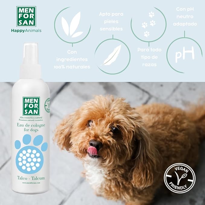 MENFORSAN Eau de Cologne Talcum for dogs 100% Natural, Vegan-Friendly, Alcohol Free