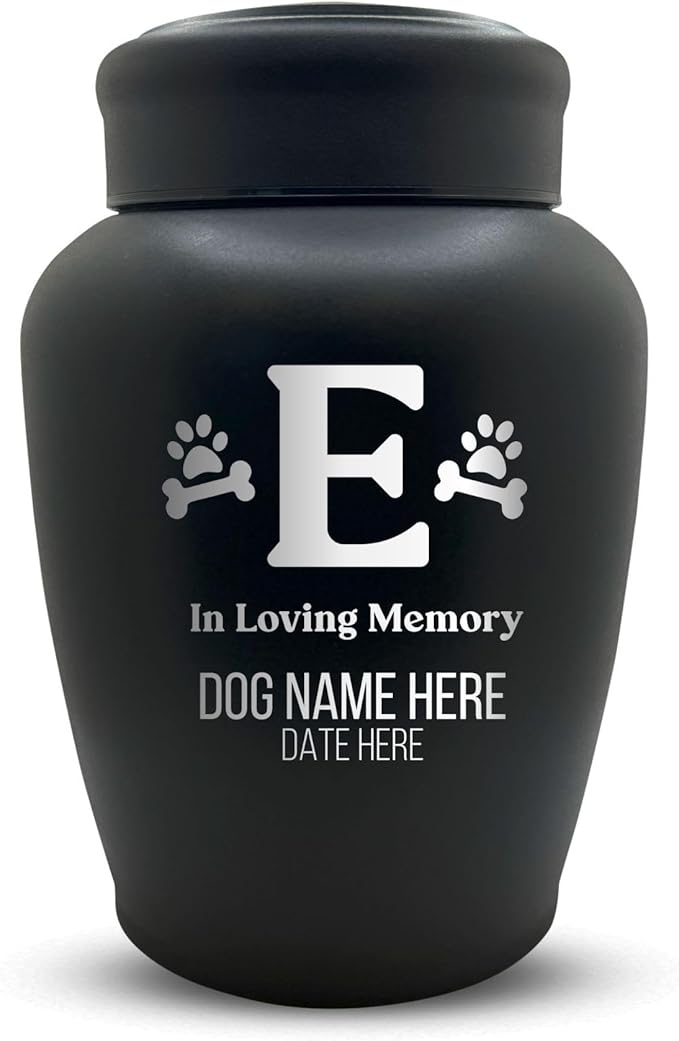 Personalized Custom Engraved Dog Urn with Name and Date - Stainless Steel Large Cremation urns for Pets Ashes with Airtight Closure | up to 150 lbs Capacity | Dog Bone and Paw