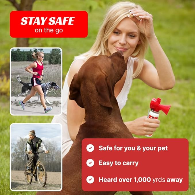 DogHorn XL (2 PK) - Air Horn for Dogs. Stop Aggressive Dogs! Scare Coyotes Bear & Wild Animals! Effective Training Tool & Outdoor Safety Alarm for Hiking Biking Camping Boating & More! (Pack of 2)