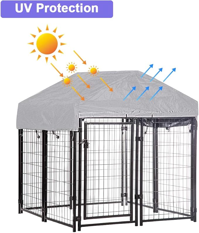 BestPet Large Heavy Duty Dog Crate, 4' x 4' x 4.3', Black, Secure, Weather Proof, Durable, Lockable, Waterproof