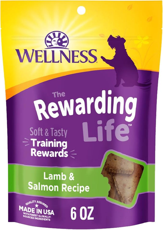 Wellness Rewarding Life Soft Dog Training Treats, Natural, Grain Free, Lamb and Salmon Recipe, 6 oz Bag