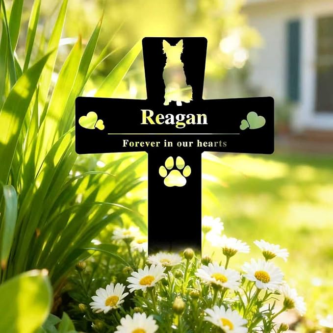 Custom Metal Dog Grave Marker Stake, Personalized Pet Headstones for Dogs, Outdoor Garden Pet Cemetery Metal Sign, Pet Memorial Gifts for Gogs, Dog Name Sign for Yard Cemetery