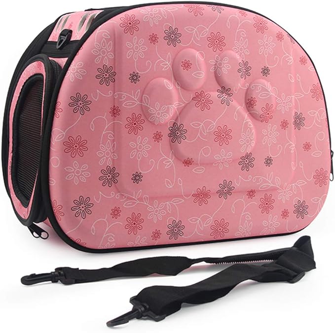 Lofik Travel Outdoor Portable Folding Pet Dog Carrier Cat Carrier Pet Travel Bag Pet Breathable Tote inch Pink