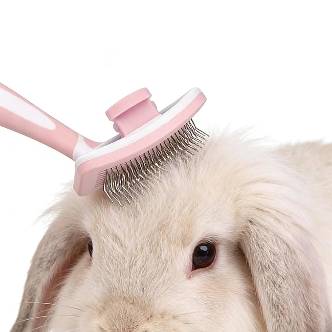 Self Cleaning Slicker Brush for Dogs & Cats, One-Click Pet Grooming Brush, Deshedding Brush for Long & Short Haired Pets, Pink 1 Pack
