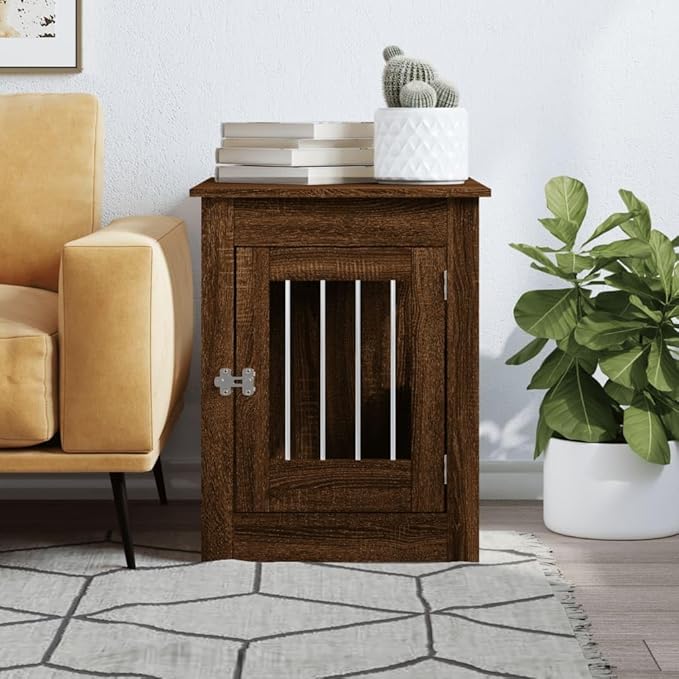 Dog Crate Furniture, Modern Dogs Kennel Indoor, Dog House Indoor, Puppy Cage Indoor Dog House, Brown Oak 21.7"x31.5"x26.8" Engineered Wood,-771