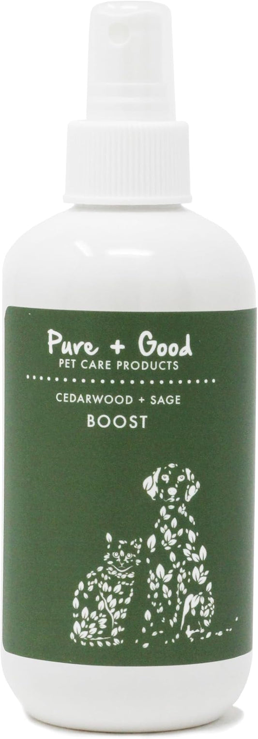 Refreshing Boost 8 oz - Nourishes Skin and Smoothes Coat, Deodorizing, Conditioning - Plant Based Fragrance Oils (Cedarwood + Sage)