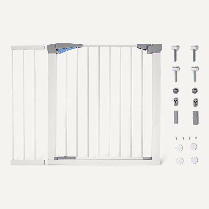 Amazon Basics Adjustable Wide Walk Through Metal Pet Gate for Doorways, Hallways, Stairs, 30 Inches Tall