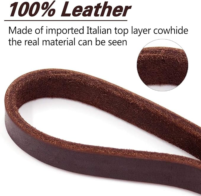 LWBMG Leather Dog Leash - 6ft x 1 inch, Heavy Duty, Braided, Comfortable for Large, Medium & Small Dogs