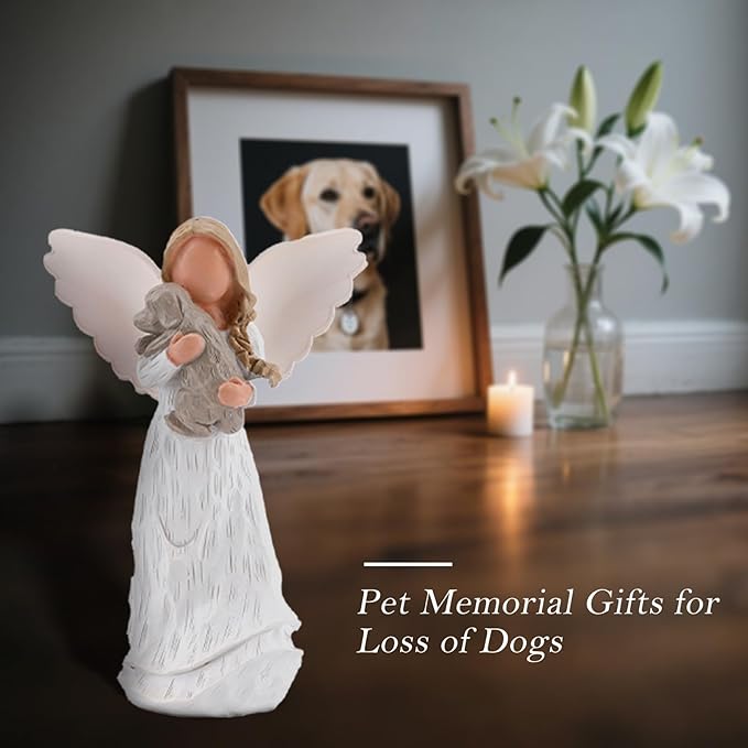 BEARAE Pet Memorial Gifts for Loss of Dogs, Dog Death Loss Sympathy Gift, Dogs Passing Away Gifts Dog Angel Statue Bereavement Remembrance Gift for Pet Owners (Girl)