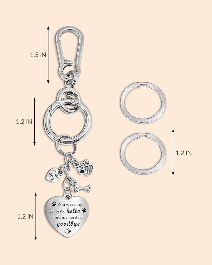 Belloxis Pet Memorial Gifts for Loss of Dog, Dogs Lost Memorial for Women Men Pass Away Animal Paw Print Heart Key Chain Rainbow Loss Sympathy Gift Bridge Card Keychain for Cat, Pet Died Cats Death