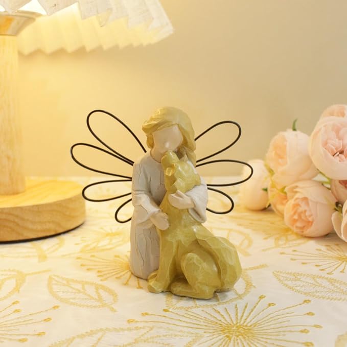 Angel Kissing Dog Statue, Eternal Love Pet Memorial Friendship Gifts, Comforting Loss of dog Sympathy Gift
