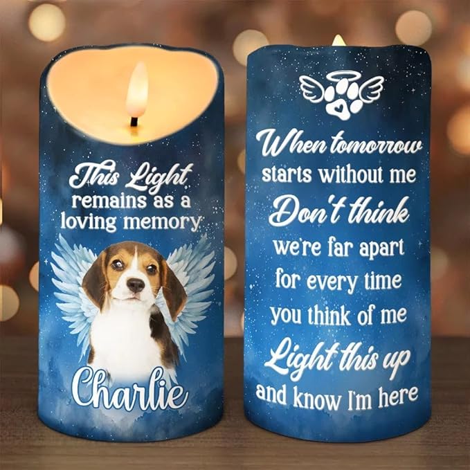 Personalized This Light Remains As A Loving Memory Dog Cat Led Candle Pet Sympathy Christmas Birthday Gift For Dog Mom Dad Pet Owners Loss Of Pet In Heaven Sympathy Led Candle Home Decor Gifts
