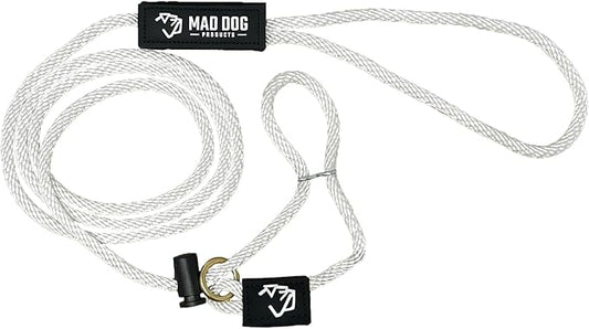 Mad Dog Products Easy Leader Dog Leash 1/4" x 8' White Signature Rope - Made in USA