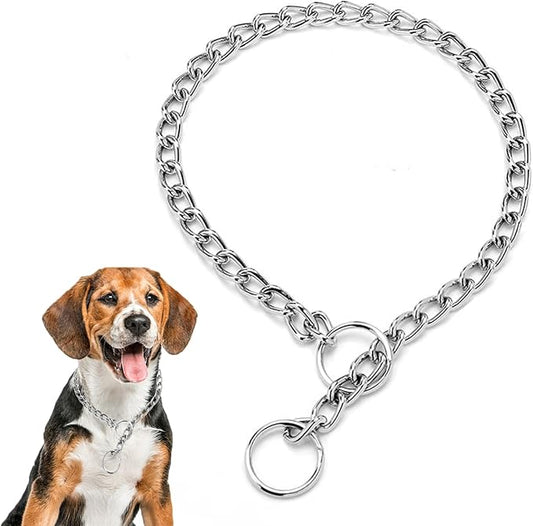 Chain Collar for Small Dogs, Medium Dogs Metal Slip Link Training Heavy Duty Martingale Puppy Collars for XXS XS Small Medium Large Big XL Breed Dogs, Silver XS