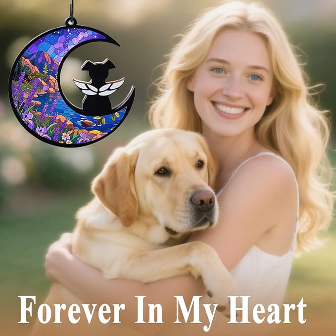 Dog Memorial Suncatcher, Loss of Dog Sympathy Gift for Pet Lovers, Cats Remembrance Ornament, Pet Memorial Gifts, Lavender