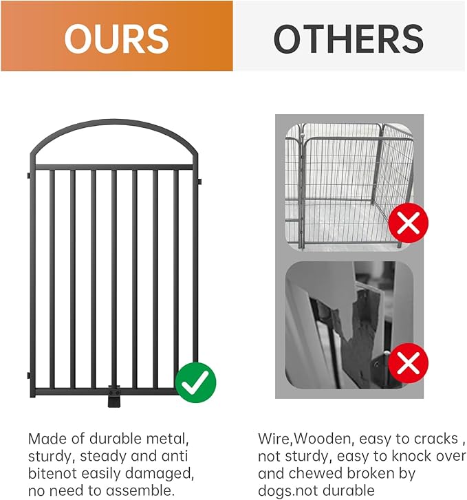 2 Panels Full Matel Freestanding Dog Gates, 48" Extra Wide 32" Tall Free Standing Dog Pet Gate for Indoor & Outdoor. Foldable Pet Fences for Doorways, House, Stairs, Porch, Deck, Yard