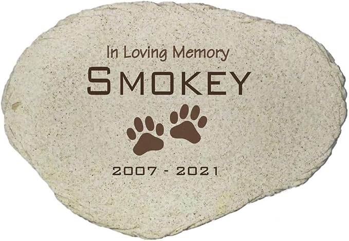 GiftsForYouNow in Loving Memory Personalized Pet Memorial Garden Stone, UV Resin Stone, Flat Design, Measures 6" W x 4.5" H, Paw Print Memorial, Dog Headstone, Loss of Dog