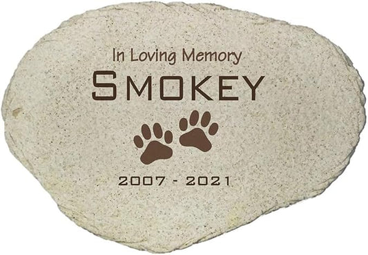 GiftsForYouNow in Loving Memory Personalized Pet Memorial Garden Stone, UV Resin Stone, Flat Design, Measures 6" W x 4.5" H, Paw Print Memorial, Dog Headstone, Loss of Dog