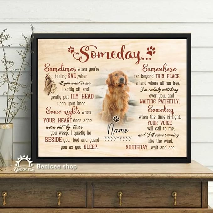 Benicee Shop Personalized Dog Memorial Gifts, Dog Memorial Frames For Pictures, Memorial Gift For Loss Of Dog, Pet Bereavement Gift, Pet Sympathy Gift, Dog Remembrance Gift 8x10 Inches