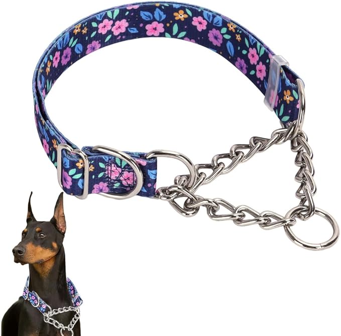 Choke Collar for Dogs，Stainless Steel Chain Martingale Collar for Dogs, No Pull Slip Cinch Choker Choke Heavy Duty Dog Collar