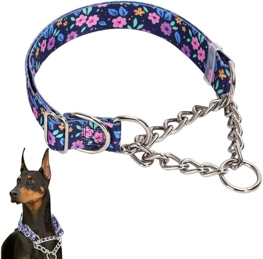 Choke Collar for Dogs，Stainless Steel Chain Martingale Collar for Dogs, No Pull Slip Cinch Choker Choke Heavy Duty Dog Collar