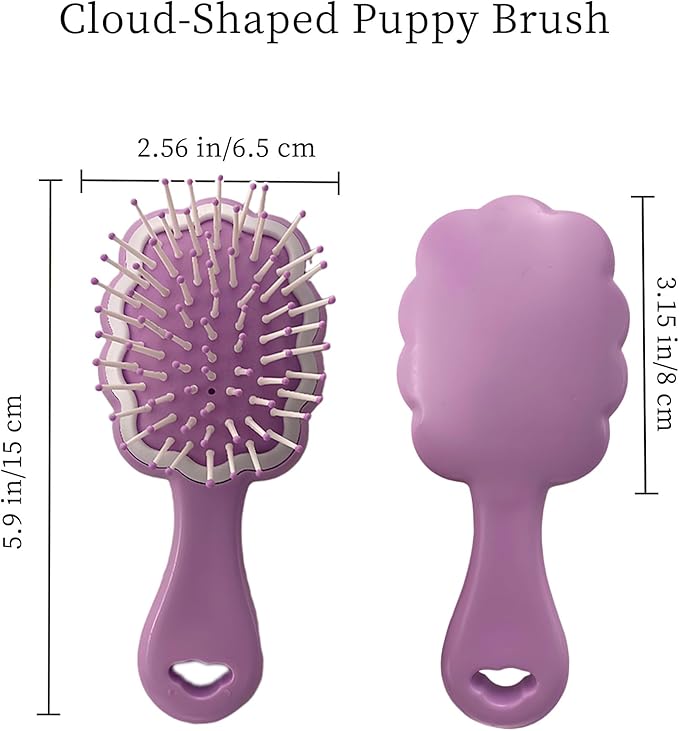Gentle Cloud Air Cushion Brush Small Dogs Grooming with Gift Box, Fit for Yorkie, Shih Tzu, Pomeranian, Maltipoo, Maltese, Toy poodle, Puppy Essentials (Purple)
