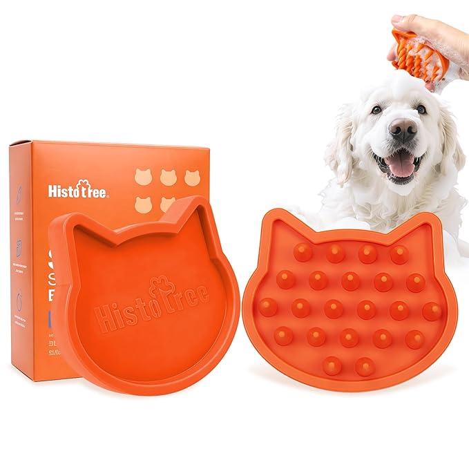 Orange Cat-Shaped Dog Bath Brush Dog Washing Brush Fine Pin Cat Massage Brush Pet Grooming Bathing Tool for Small Medium Dogs and Cats Remove Loose Hair Deep Cleansing