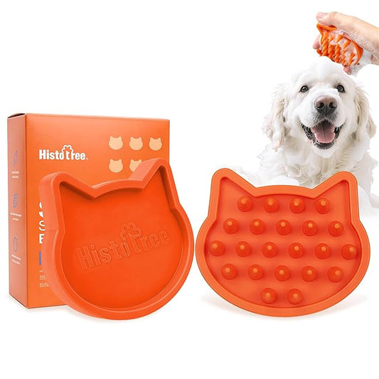 Orange Cat-Shaped Dog Bath Brush Dog Washing Brush Fine Pin Cat Massage Brush Pet Grooming Bathing Tool for Small Medium Dogs and Cats Remove Loose Hair Deep Cleansing