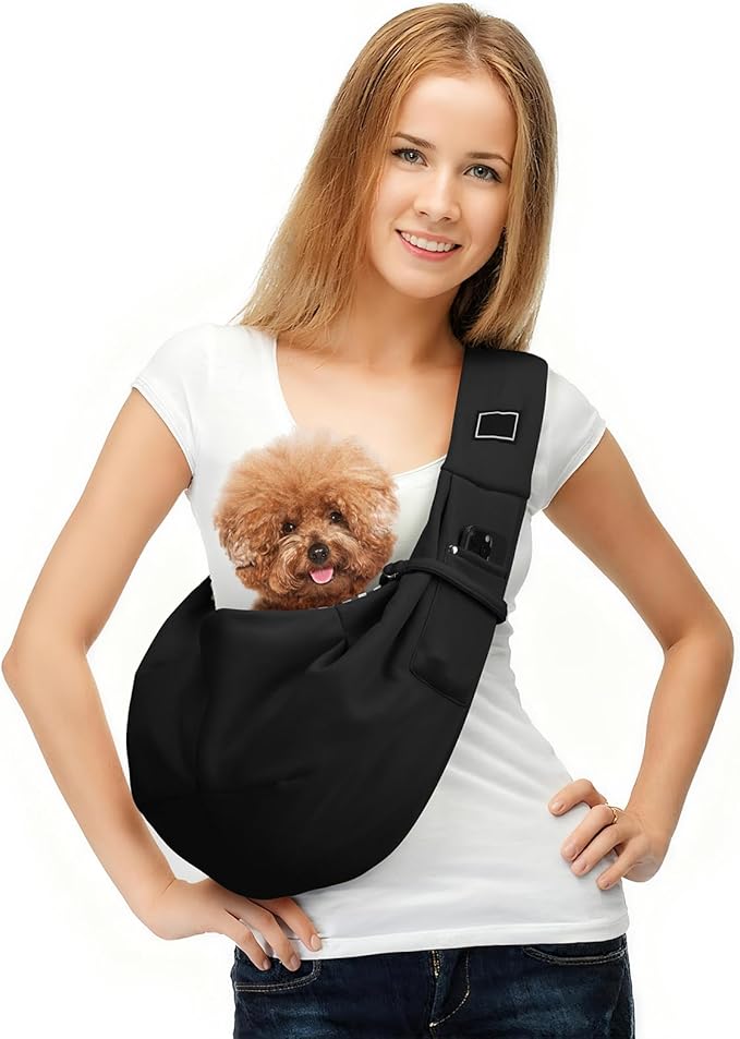 Hands-Free Dog Sling Carrier for Small Pets (5-15 lbs) - Adjustable Ergonomic Chest Carrier, Anti-Slip Design with Breathable Mesh - Reduce Back Pain & Pet Anxiety