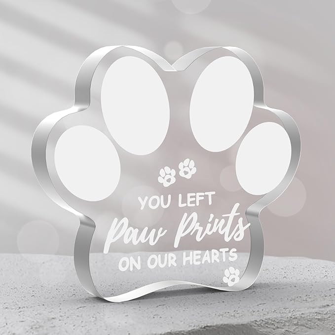Dog Passing Away Gifts, Loss of Dog Sympathy Gift, Pet Dog Memorial Gifts for Loss of Dog, Dog Cat Remembrance Gift for Friends Pet Owner, Clear Acrylic Dog Memorial Engraved Ornament Keepsake