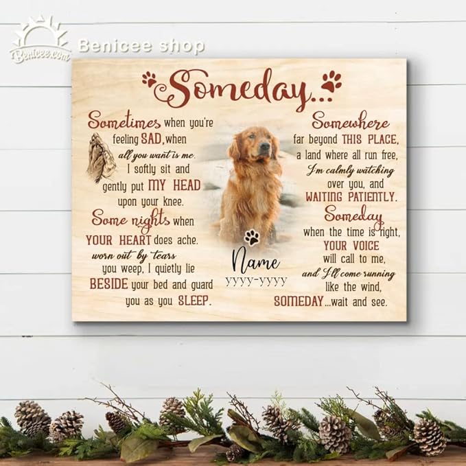 Benicee Shop Personalized Dog Memorial Gifts, Dog Memorial Frames For Pictures, Memorial Gift For Loss Of Dog, Pet Bereavement Gift, Pet Sympathy Gift, Dog Remembrance Gift 8x10 Inches