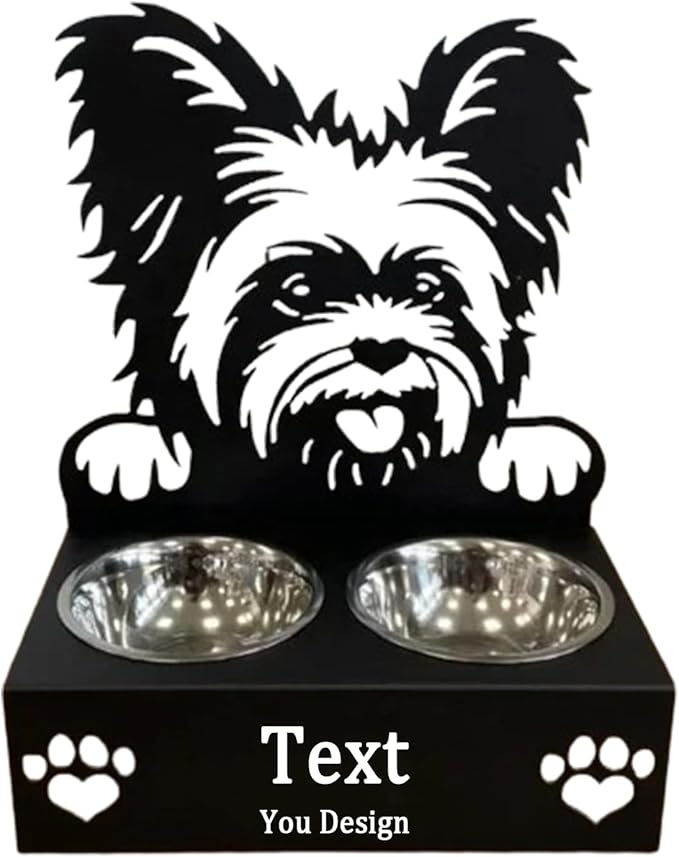 Personalized Dog Food Bowl Holder,Customized with Your Pet'S Name Pet Feeding Supplies Bowl Stainless Steel Dog Food and Water Dishes Gift for Pet Lovers (Yorkshire Terrier)