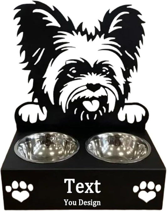 Personalized Dog Food Bowl Holder,Customized with Your Pet'S Name Pet Feeding Supplies Bowl Stainless Steel Dog Food and Water Dishes Gift for Pet Lovers (Yorkshire Terrier)