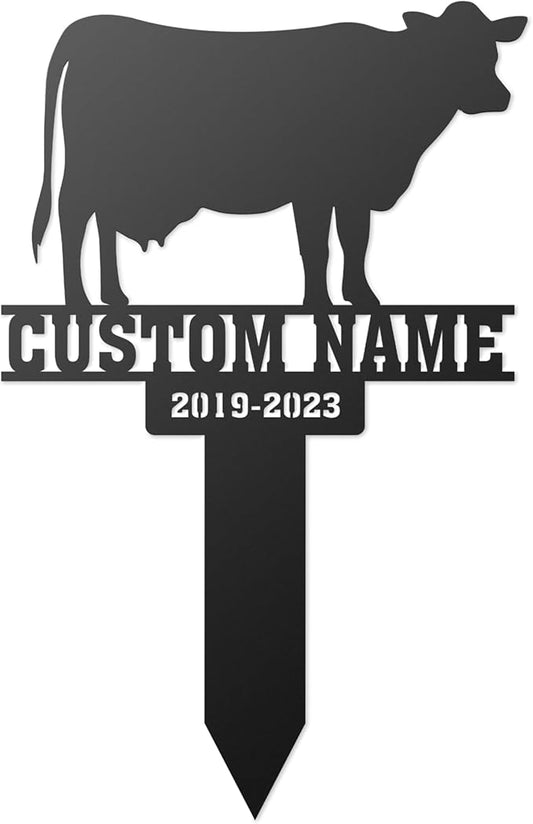 Custom Memorial Metal, Pet Memorial Remembrance Grave Marker, Pet Loss Bereavement Stake, Pet Grave Stake Pet Garden Decor, Loss of Cow Plaque