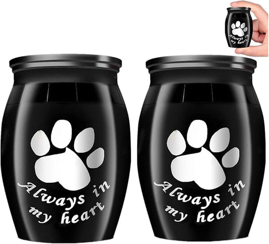 Small Keepsake Urns for Pet Ashes, 1.58 Inch Mini Cremation Urns for Ashes with Paw Pattern,Stainless Steel Decorative Memorial Mini Funeral Urn for Ash (Paw-2 Packs)