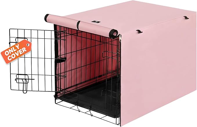 X-ZONE PET Double Door Dog Crate Cover - Polyester Pet Kennel Cover Fits 36 inches Wire Dog Cage Pink