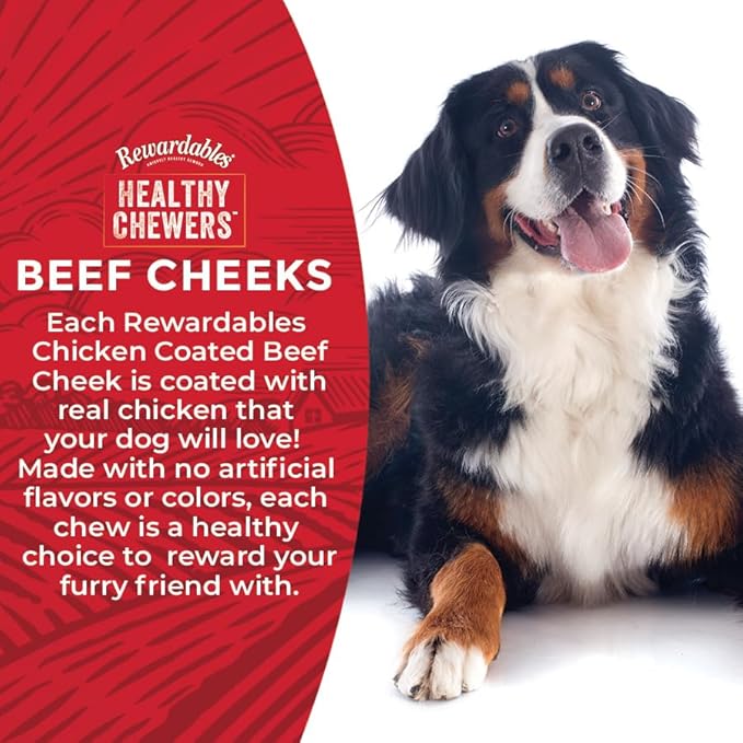 Chicken Coated Beef Cheek Rolls for Dogs - Large - 4 Pack
