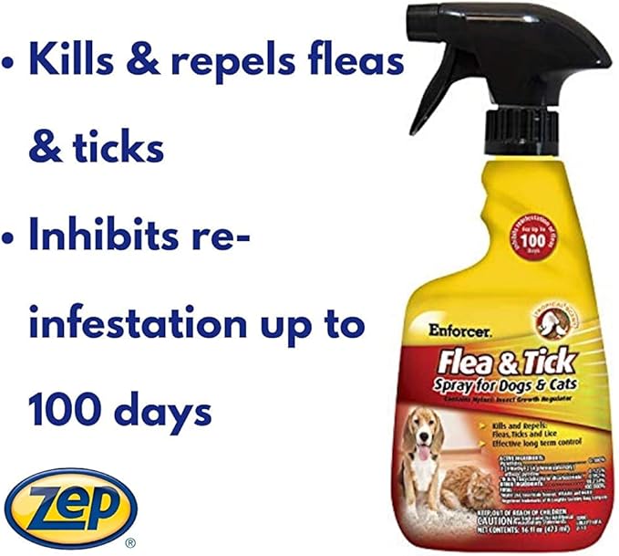 Enforcer Flea & Tick Spray for Dogs & Cats - 16 oz (Case of 6) - EFT166 - Kills and Repels: Fleas, Ticks and Lice