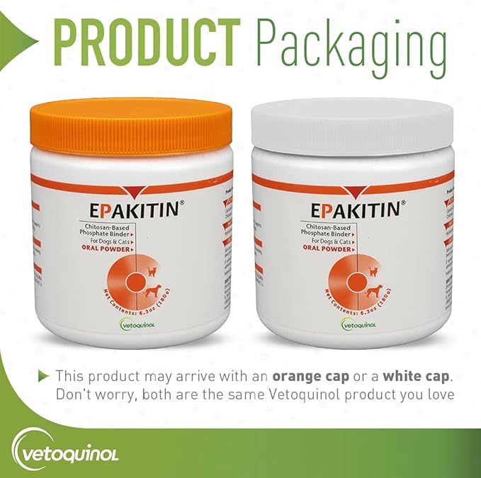 Vetoquinol Epakitin Chitosin-Based Phosphate Binder for Cats & Dogs – Renal Support Supplement Powder - 180g