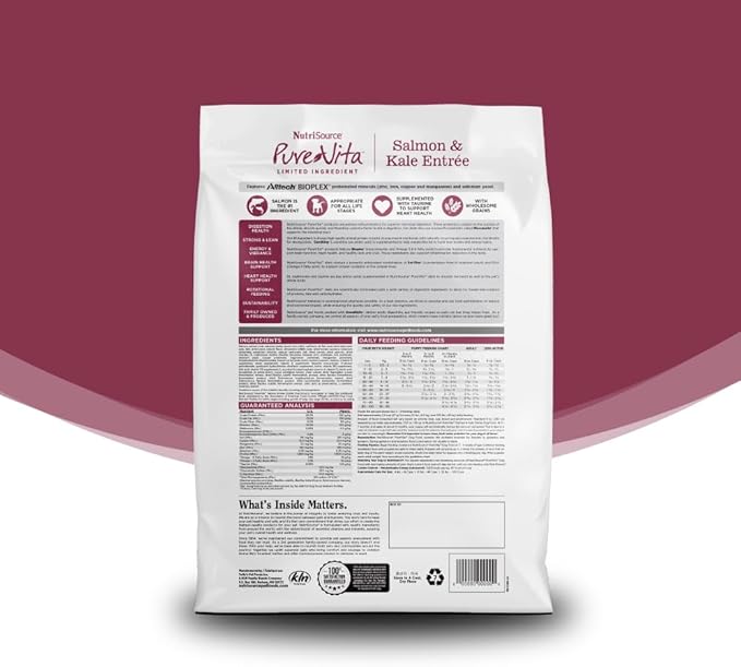 NutriSource Pure Vita Salmon & Kale Dog Food, 25LB