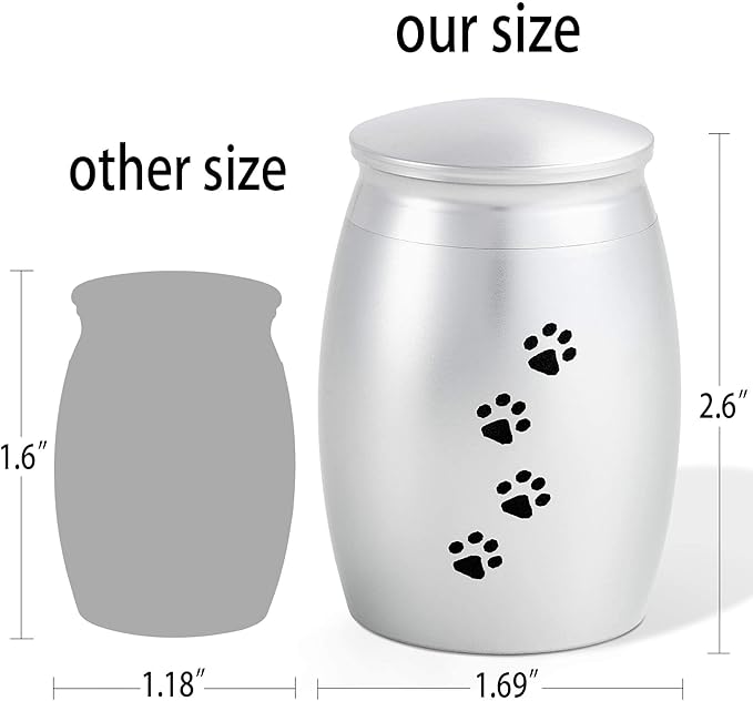 2.67 Inches Small Keepsake Urns for Dog Ashes,Mini Cremation Tiny Urn for Memorial Dog or Cats Pet Ashes with Paw Print