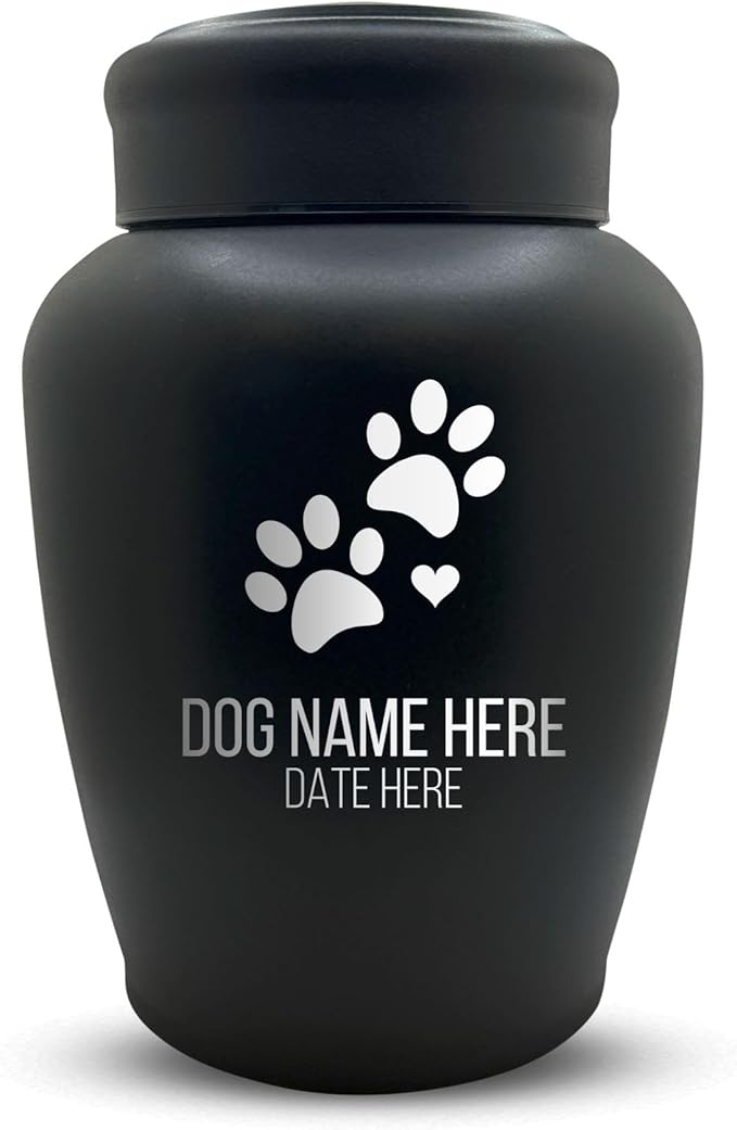 Personalized Custom Dog Urn Engraved Dog Name and Date - Stainless Steel Large Cremation urns for Dogs Ashes with Airtight Closure | up to 150 lbs Capacity | Dog Paws