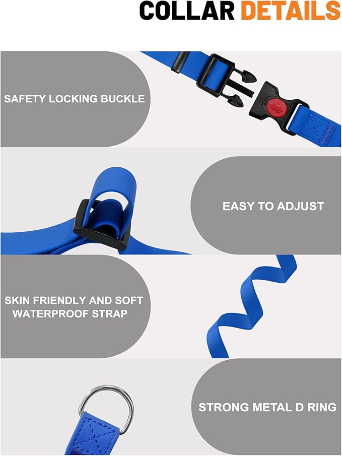 Waterproof Martingale Collar for Dogs,Easy to Clean Dog Collars with Safety Quick Release Buckle,Rubber Collar for Medium Large Dogs Walking Training (Blue, L (19.6-25.9inch))