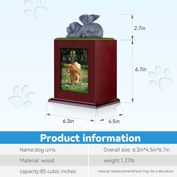 NEWDREAM Pet Cremation Urns pet urns for Large Dogs Ashes Dog Ashes Urn, Box for Dog Ashes, Pet Ashes Photo Box,Ash Box for Dogs, Wood Keepsake Memorial Urns (Dog)