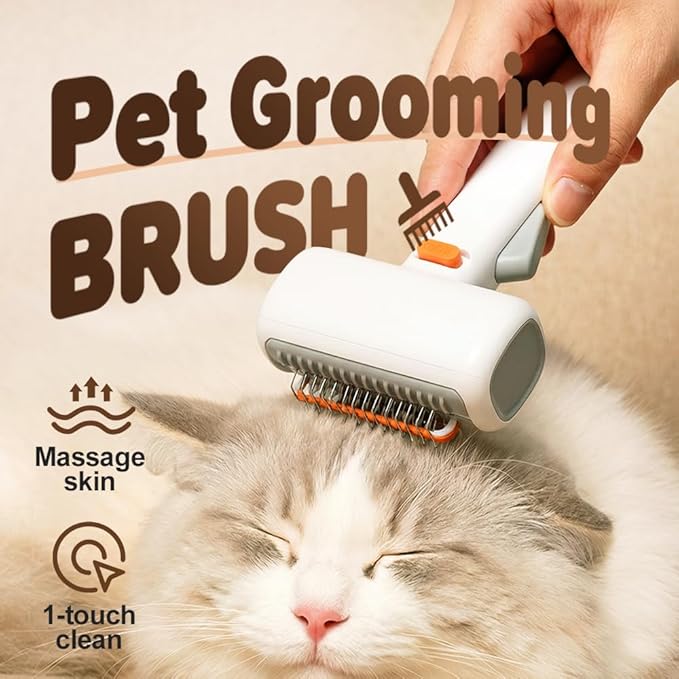2-in-1 Pet Self-Detangling & Grooming Comb, 2026 New Professional Deshedding Tool for Dogs & Cats, Pets Grooming Brush Detangle, Deshed, Massage (White#1Pc)