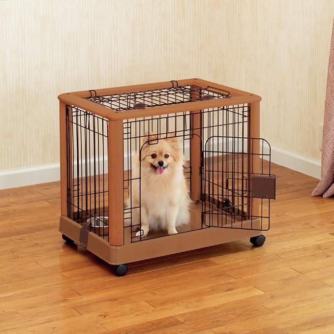 Richell Wood Mobile Pet Pen 640, Autumn Matte Finish