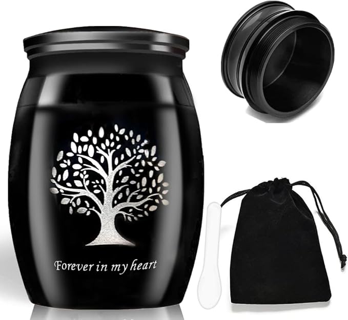 Small Keepsake Urns for Pet Ashes,1.58 Inch Mini Cremation Urns for Ashes with Tree of Life Pattern,Stainless Steel Decorative Memorial Mini Funeral Urn for Ash (1 Pack)