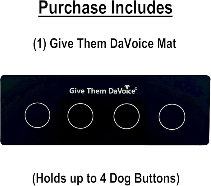 DaVoice Dog Button Mat (4 Button Placements) for Dog Communication Buttons, Dog Buttons for Communication Board, Dog Speaking Word Training Talking Button Pad (Buttons and Attachments Not Included)