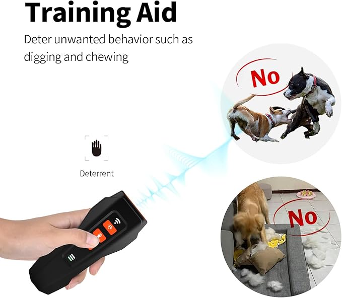 Dog Bark Deterrent Device, 3X Ultrasonic Anti Barking Device for Dogs, 50FT Range Stop Neighbor's Dog Barking, Safe & Humane Rechargeable Dog Training Tool Indoor Outdoor with Flashlight (black)